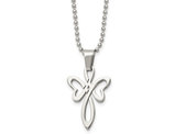 Mens Stainless Steel Polished Cross Pendant Necklace with Chain